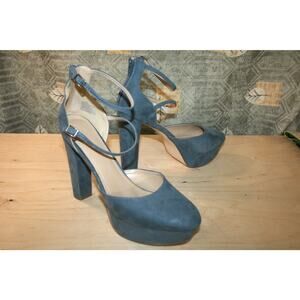 FJ Blue Suede Ankle Strap Zip Heels D'Orsay 12 M